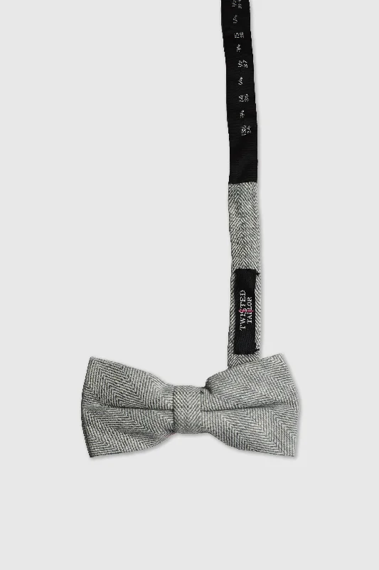 Wheel Grey Herringbone Bow tie