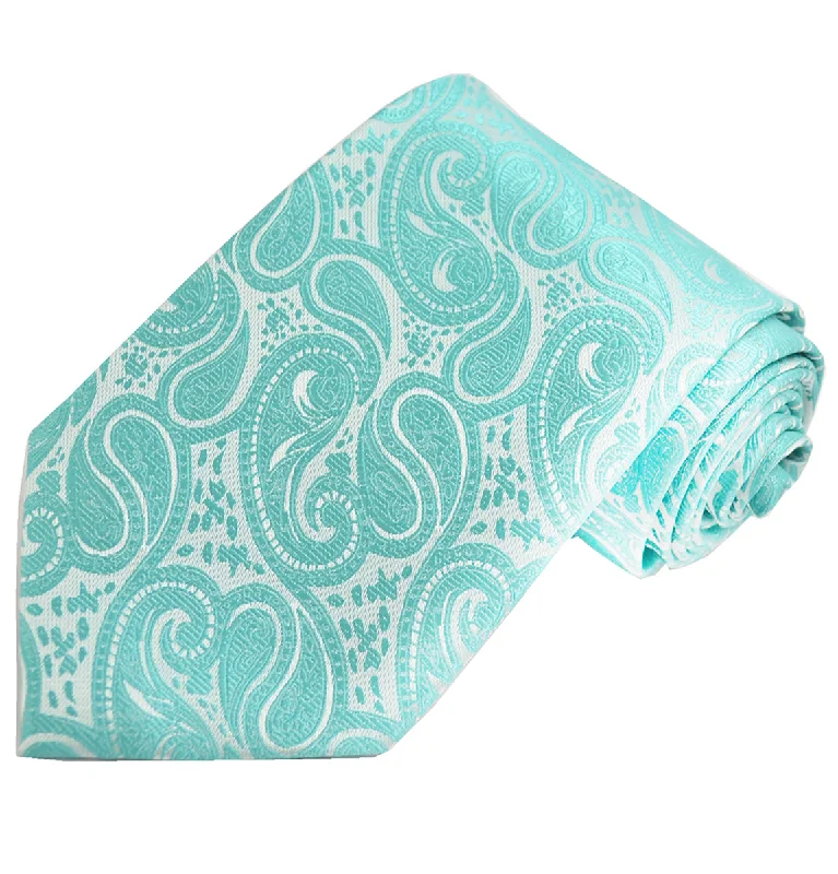 Classic Formal Aqua Blue Paisley Necktie