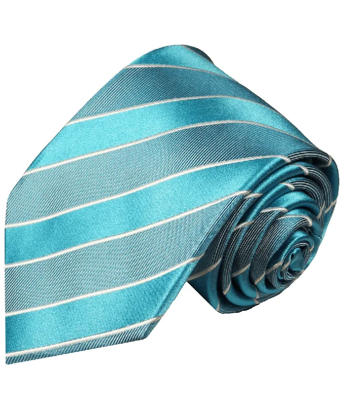 Turquoise Striped Silk Necktie