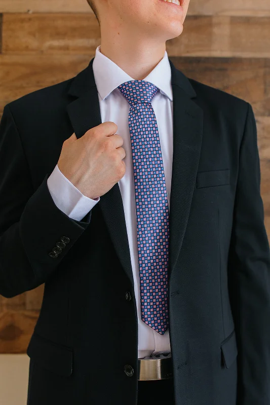 Washable Microfiber Tie Blue & Pink Checked