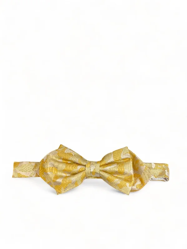 Yellow Camouflage Silk Bow Tie by Paul Malone