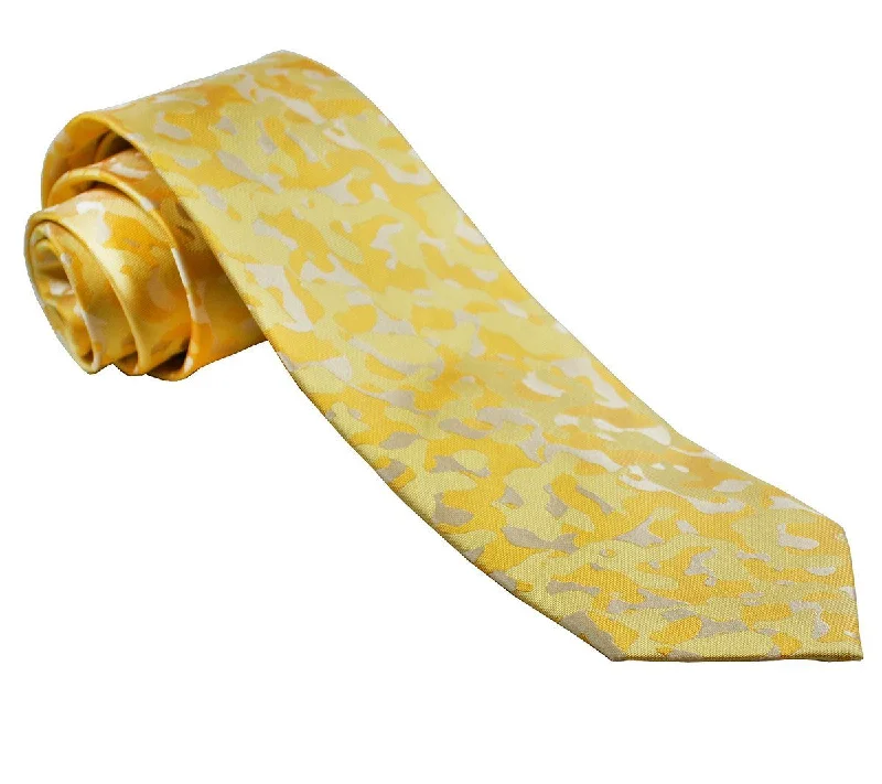 Yellow Camouflage Silk Tie and Pocket Square