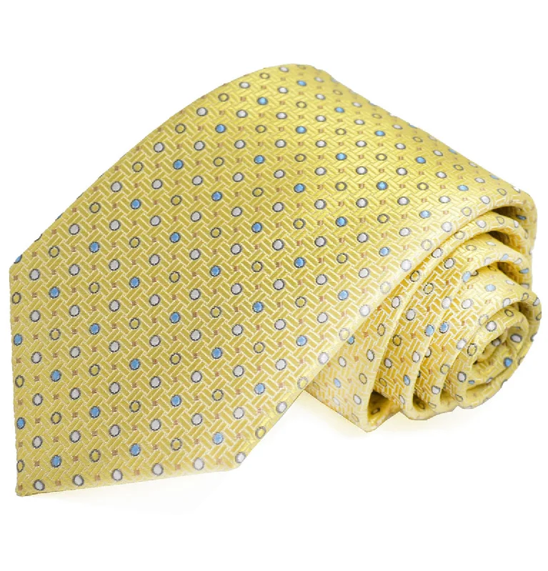 Yellow Polka Dots Silk Tie and Pocket Square