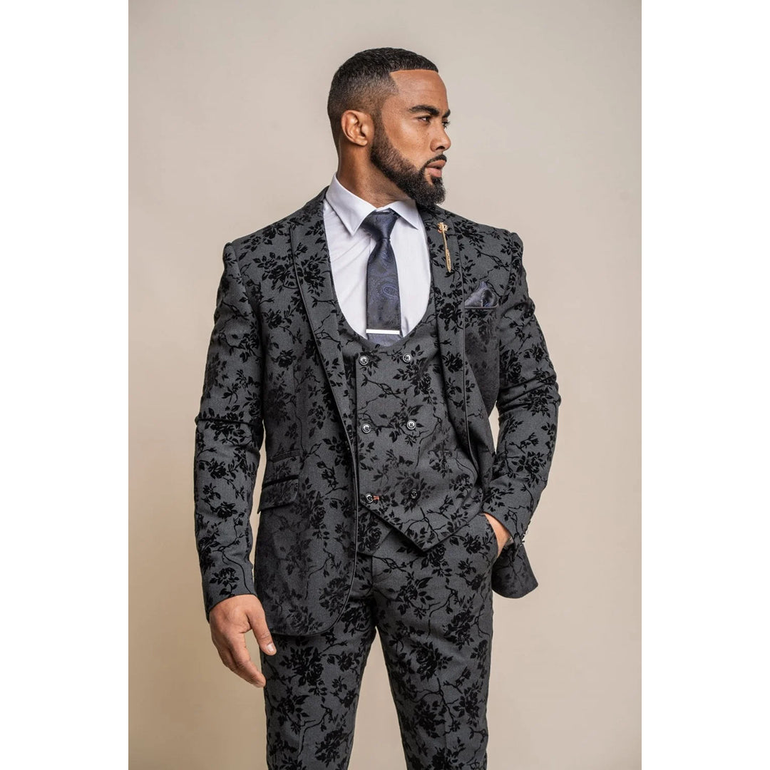 Georgi - Men's Black Floral Blazer