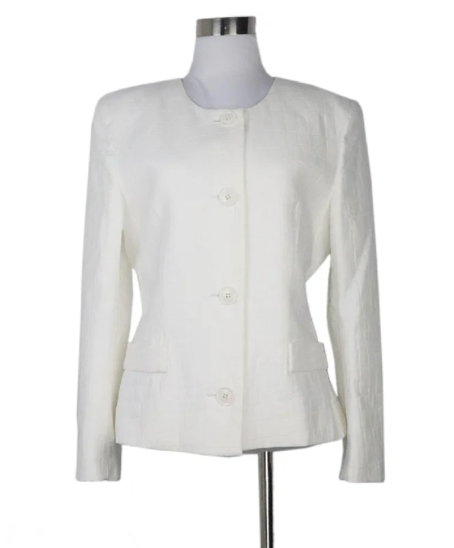 Moschino White Textured Cotton Jacket sz 8