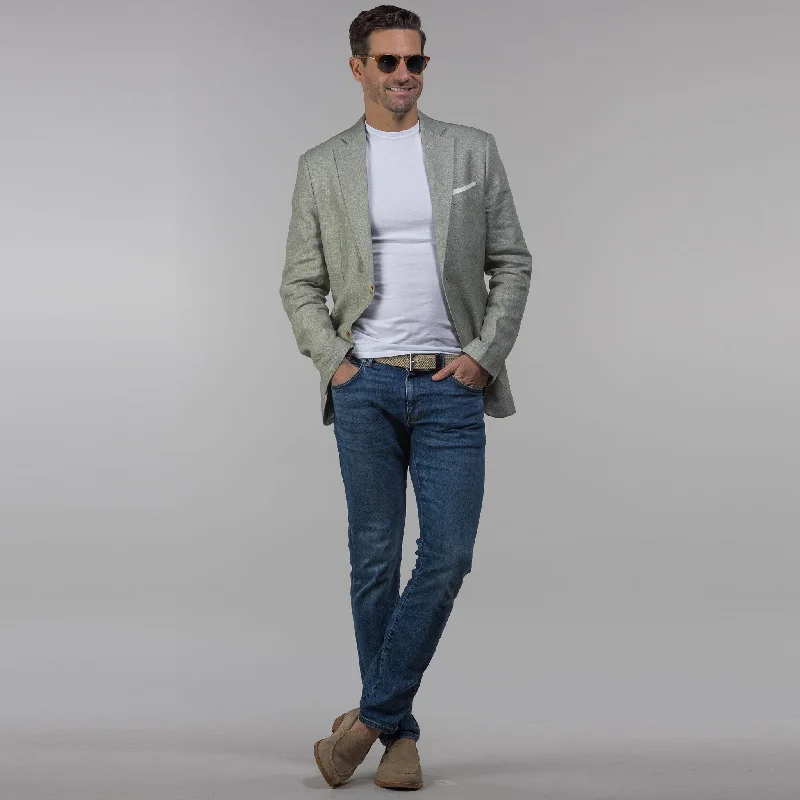 The Lorenzo Linen & Cotton Blazer Light Sage